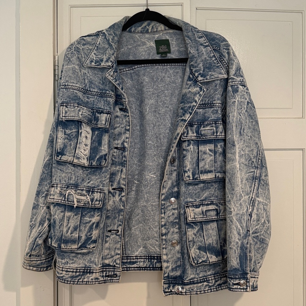 Vintage WILD FABLE denim jacket,Acid wash, Men/Women, Oversized,Unique design